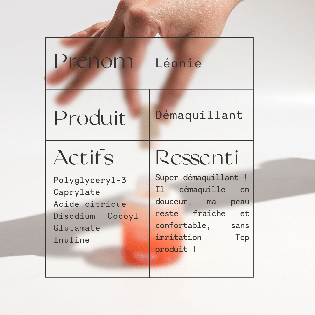 Témoignage client sur le démaquillant MONO – peau propre, douce et sans irritation après usage