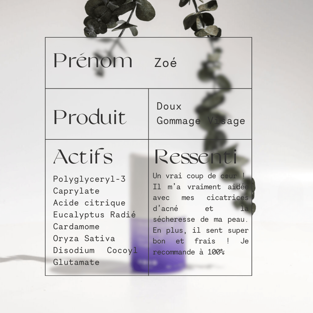 Témoignage sur le gommage MONO – peau douce, grain affiné, sans irritation