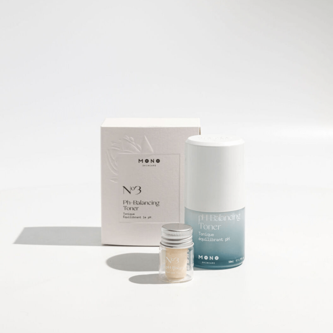 Kit de départ tonique équilibrant MONO avec bouteille rechargeable et comprimés pour soin visage naturel