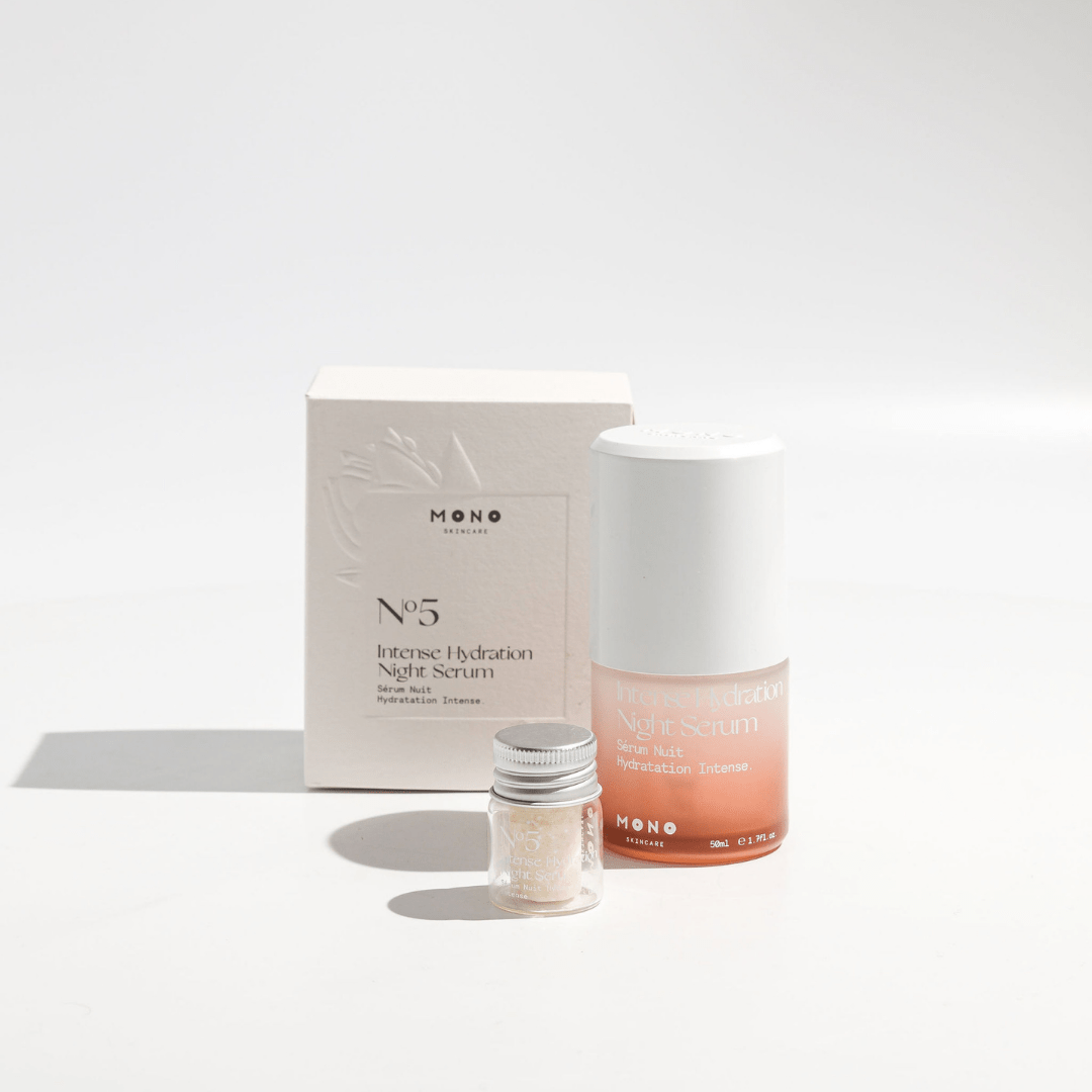 Kit de départ sérum de nuit hydratation intense MONO avec flacon rechargeable et formule concentrée