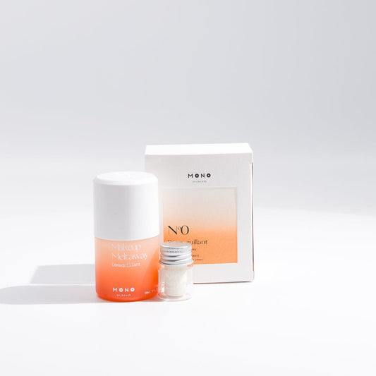 Kit de départ démaquillant MONO avec flacon rechargeable et comprimés naturels pour démaquillage doux