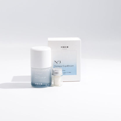 Kit de départ tonique équilibrant MONO avec bouteille rechargeable et comprimés pour soin visage naturel