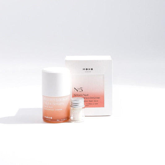 Kit de départ sérum de nuit hydratation intense MONO avec flacon rechargeable et formule concentrée