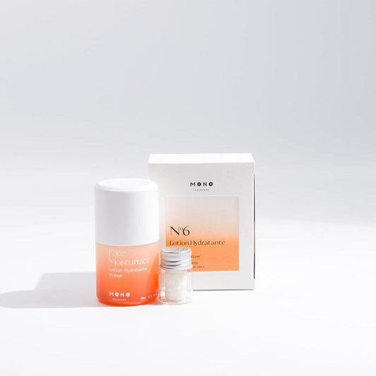 Kit de départ lotion hydratante MONO avec bouteille rechargeable et comprimés pour soin visage zéro déchet