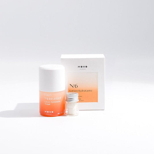 Kit de départ lotion hydratante MONO avec bouteille rechargeable et comprimés pour soin visage zéro déchet